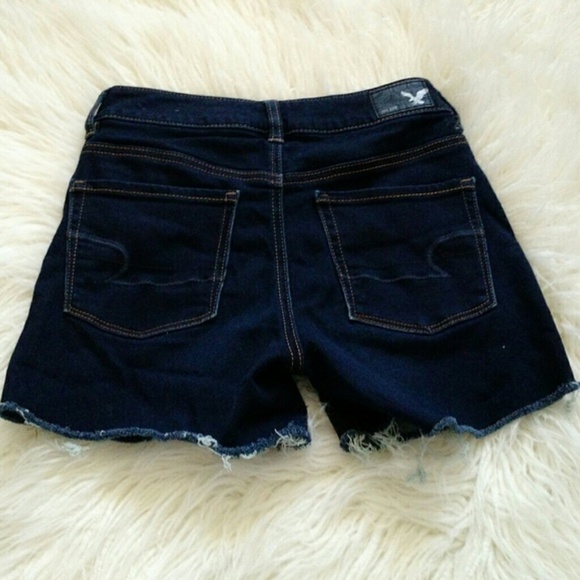 American Eagle High Rise Cut Off Jean Shortie Shorts Denim SZ 2 - Picture 4 of 4